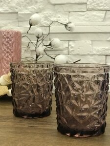Набор стаканов из цветного стекла Дымчатая Роза, 4 предмета